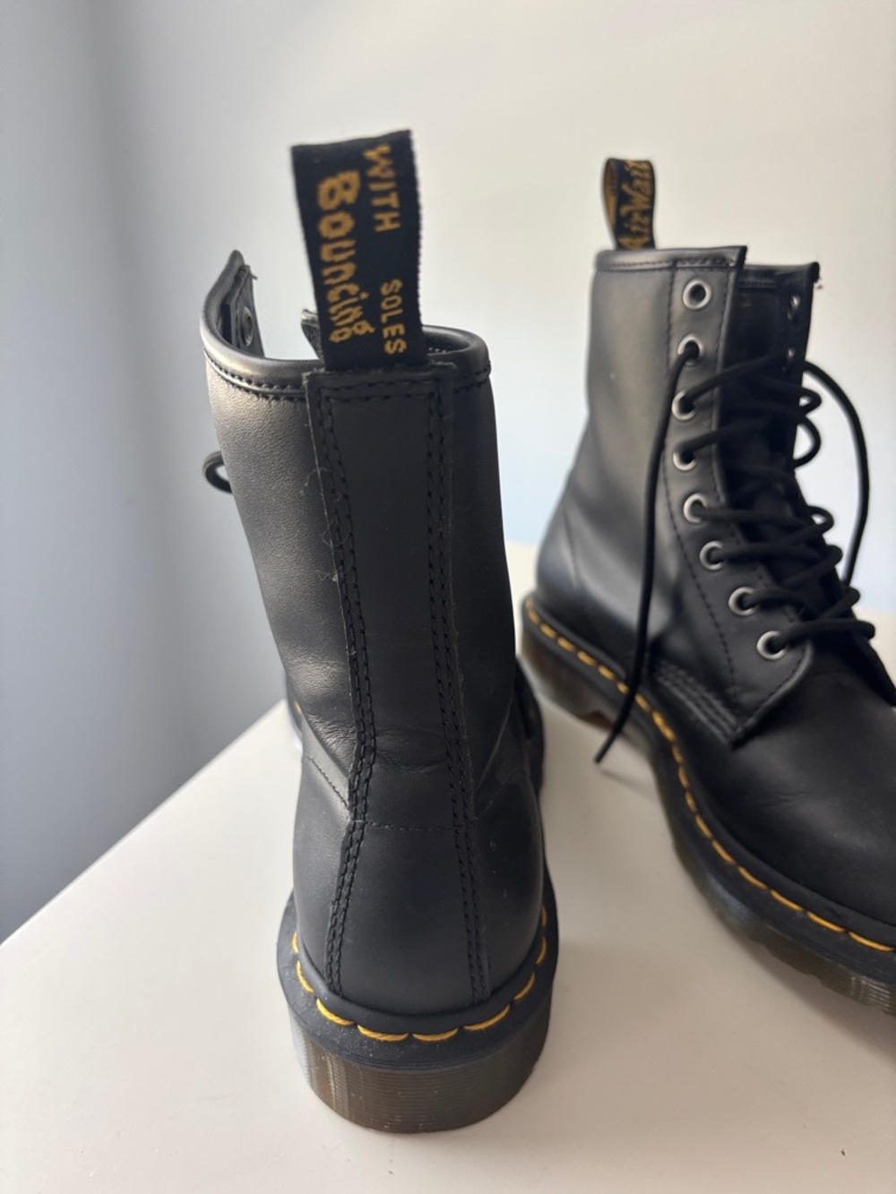 Black Leather Lace-Up Combat Boots - Dr. Martens - Picture 2 of 5